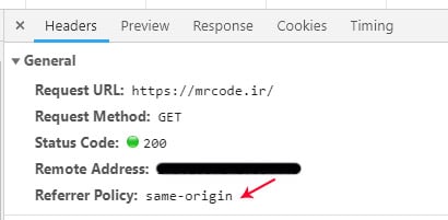 بررسی header های پاسخ سایت در مرورگر کروم