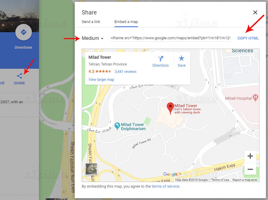 اضافه کردن نقشه گوگل به سایت بدون افزونه